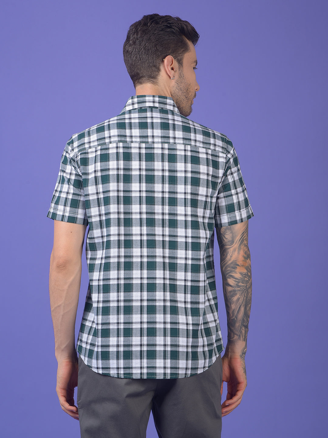 Green Checked 100% Cotton Shirt
