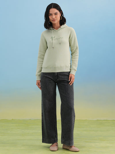 Green Hooded Neck Sweatshirt