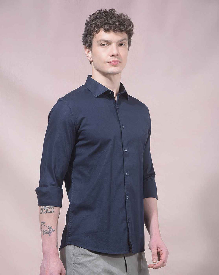 Sleek Navy Comfortable Casual Shirt