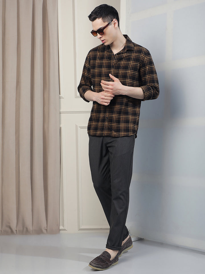 Black Checked 100% Cotton Shirt