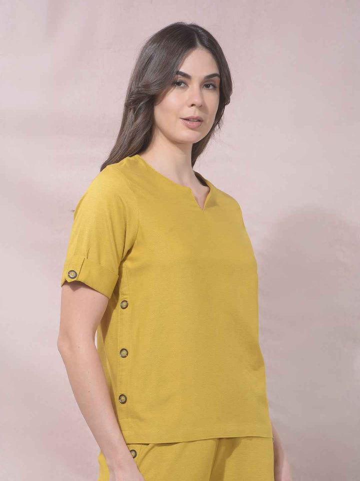 OrbitMustard V-Neck Top