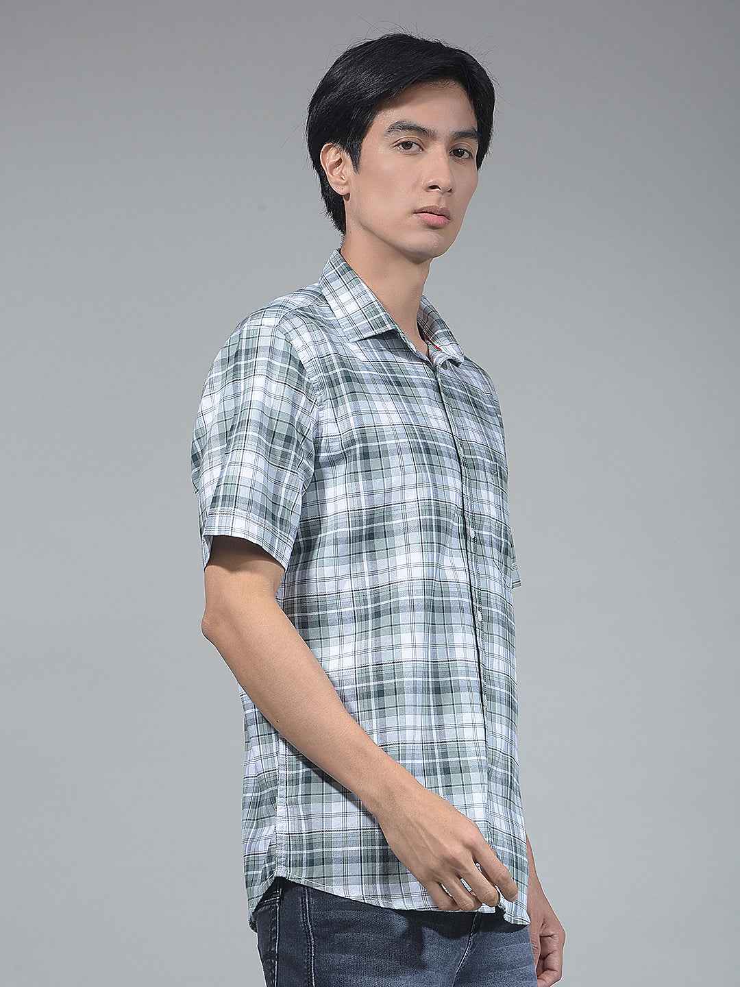 Green Checked 100% Cotton Shirt