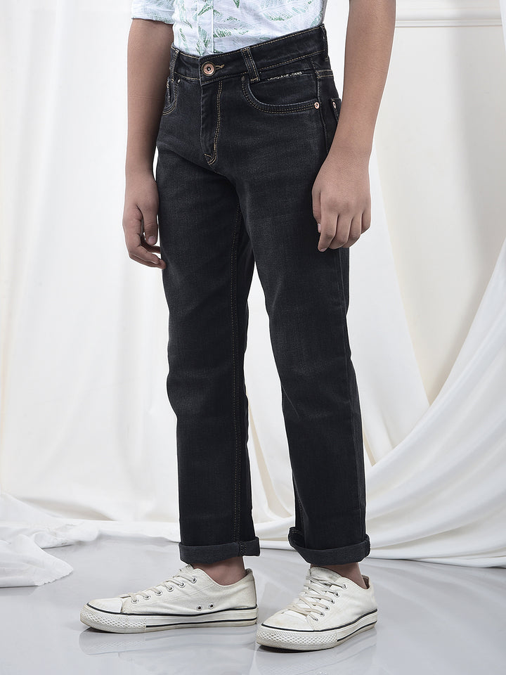 Black Dark Wash Baggy Jeans