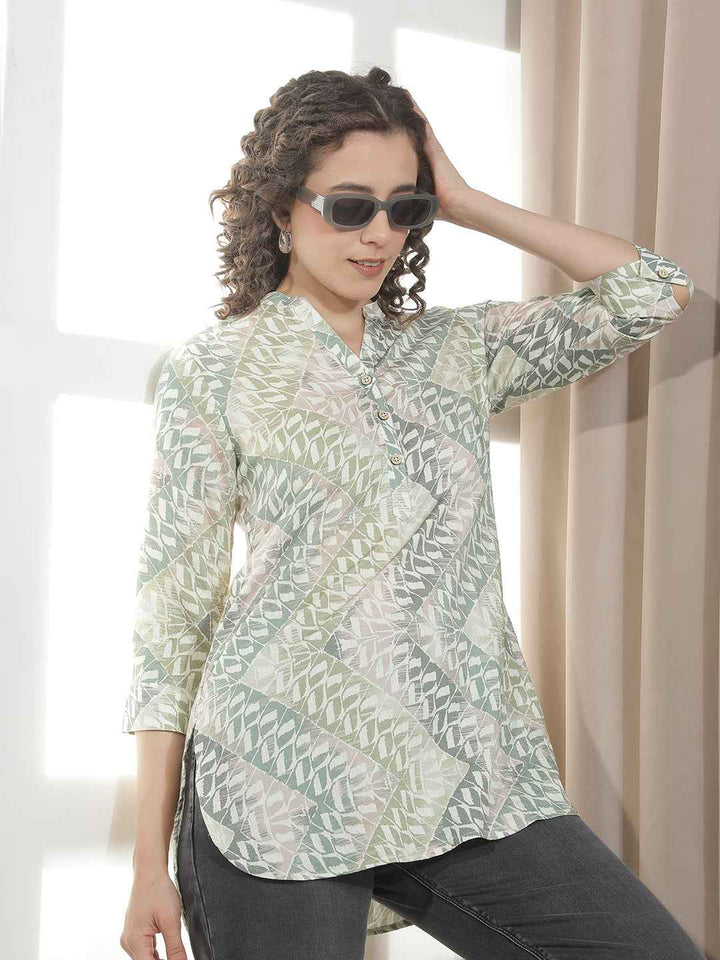 Green Abstract Printed Top