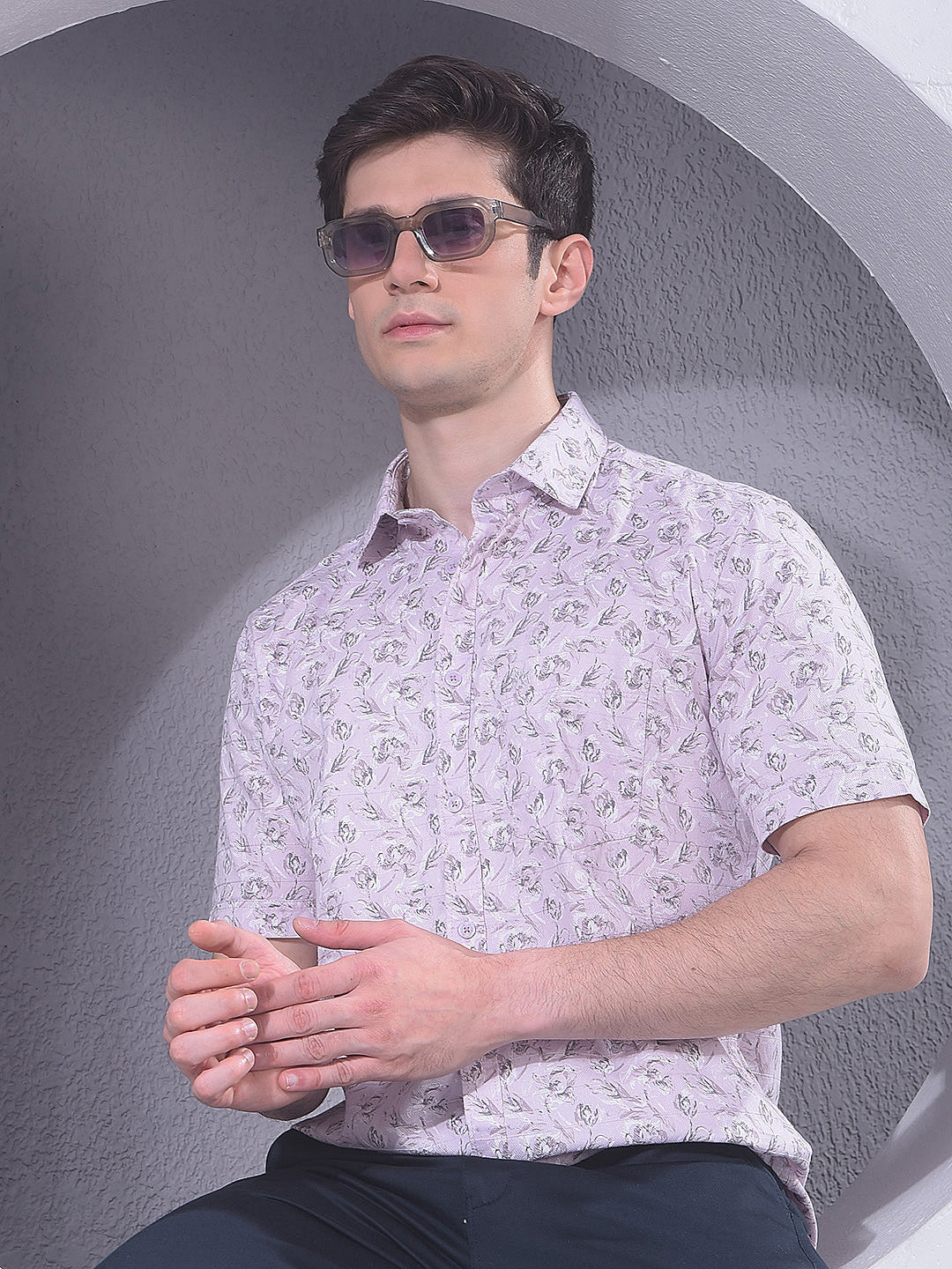 Pink Floral Print 100% Cotton Shirt