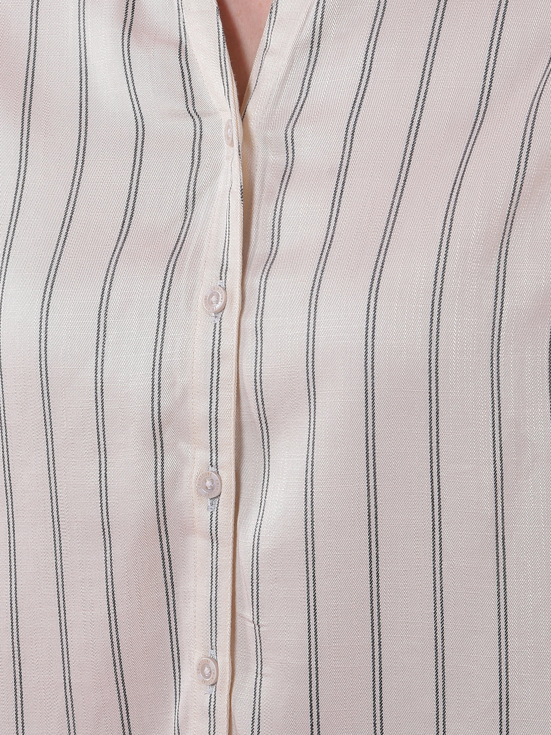 Off White Vertical Stripes V-Neck Shirt