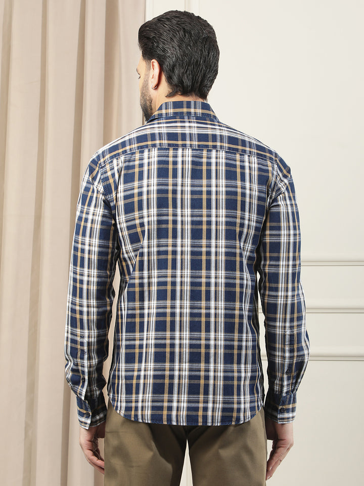 Tan 100% Cotton Checked Shirt