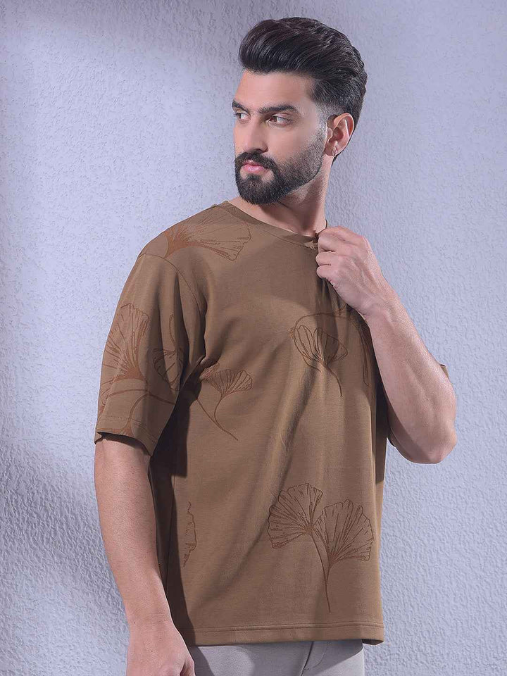 Brown Jacquard Oversize T-Shirt
