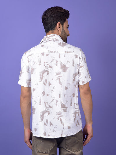 Beige Printed 100% Cotton Shirt