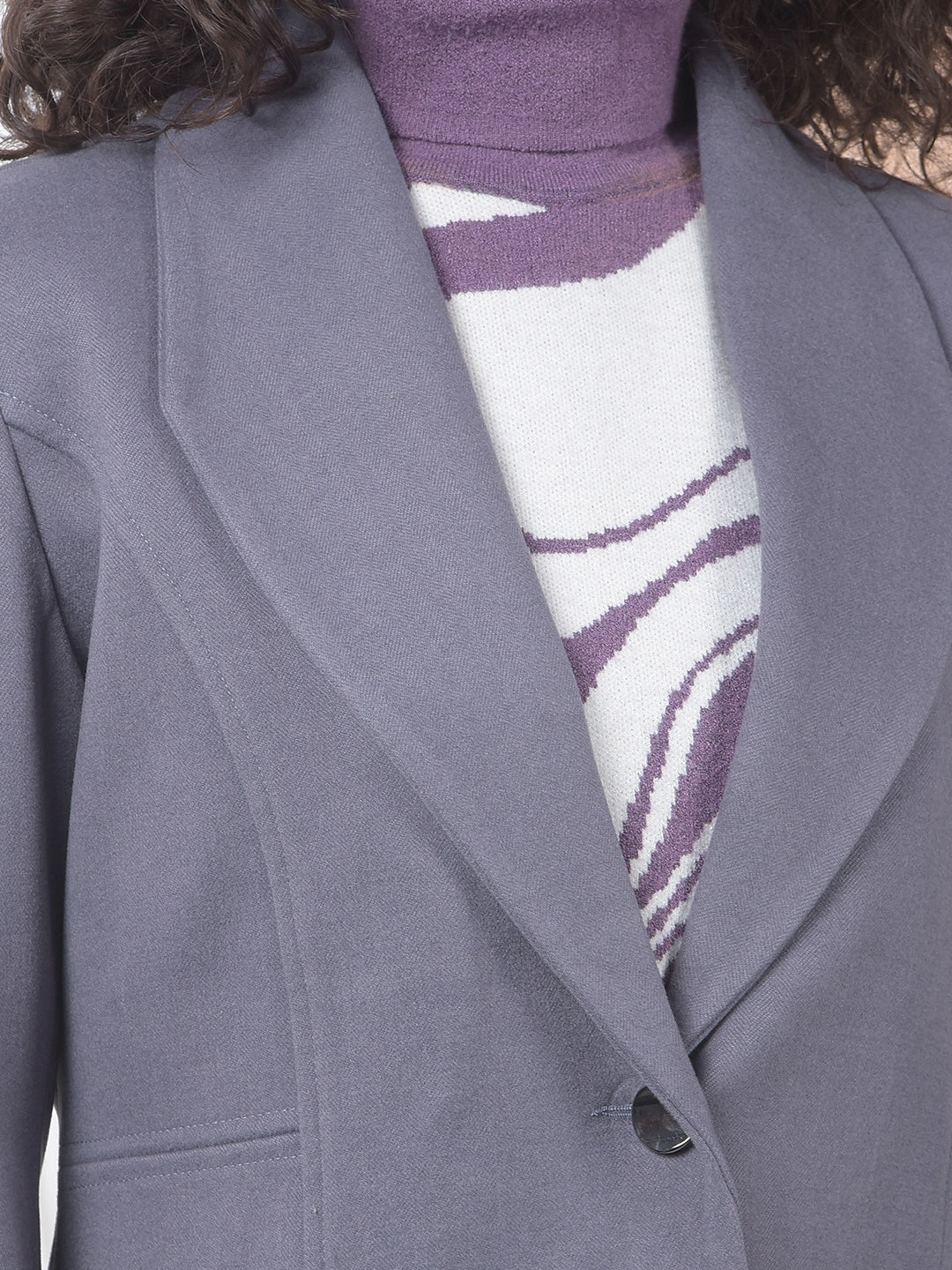 Grey Notched Lapel Collar Overcoat-Women Coats-Crimsoune Club