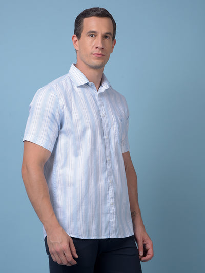 Blue Vertical Stripes 100% Cotton Shirt