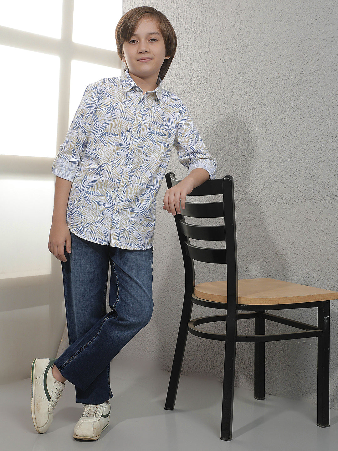 Blue Tropical Print 100% Cotton Shirt