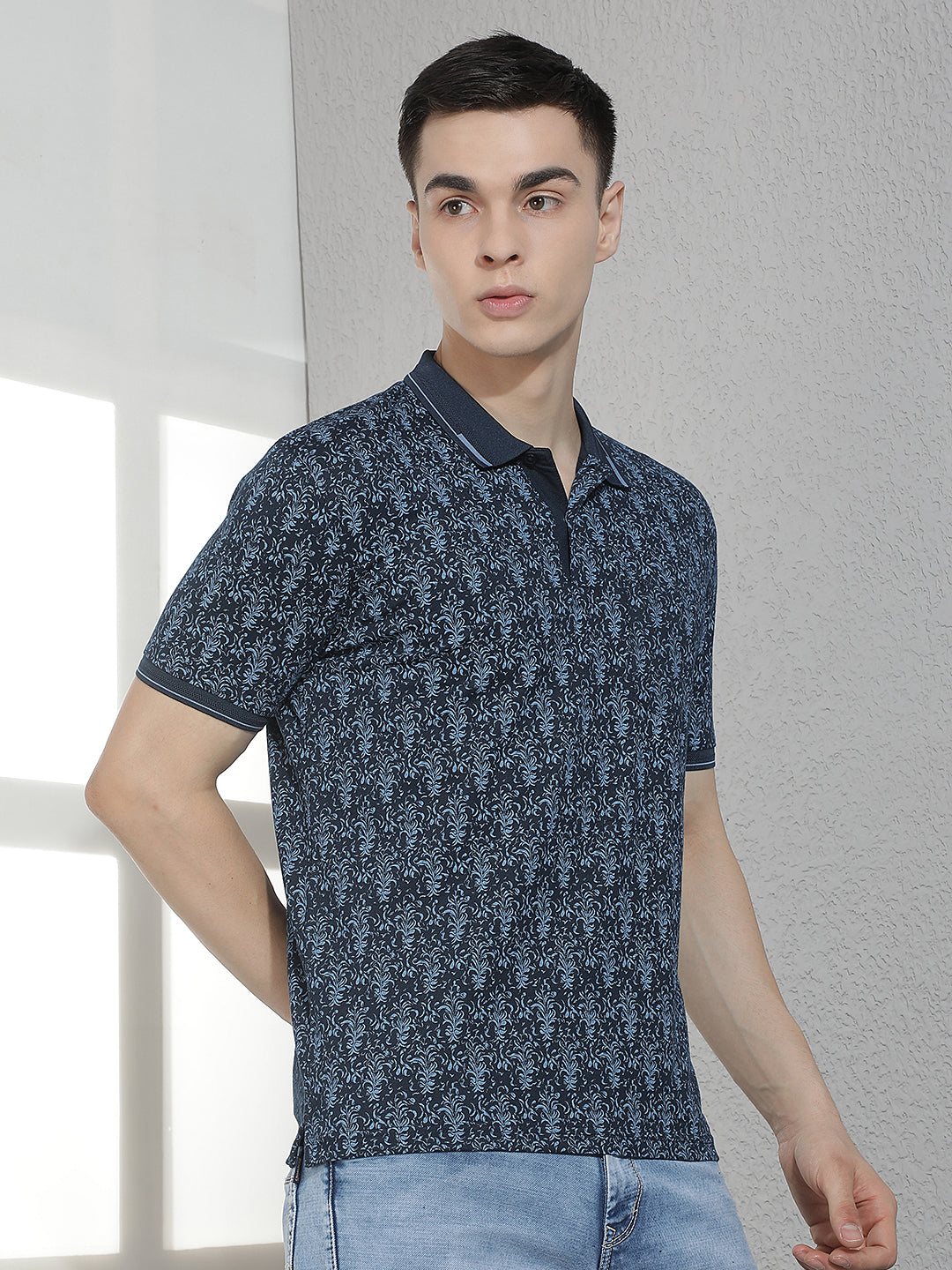 Navy Blue Floral Print T-Shirt