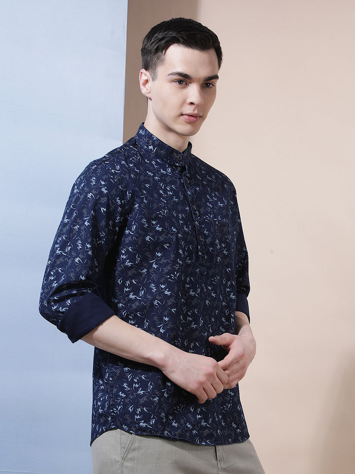Olive Floral Print 100% Cotton Kurta