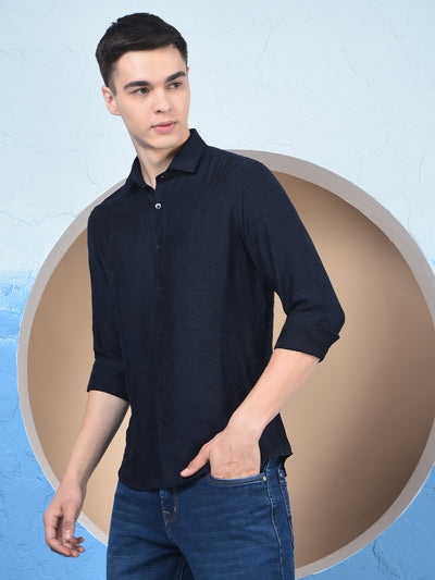 Navy Blue Jacquard Shirt