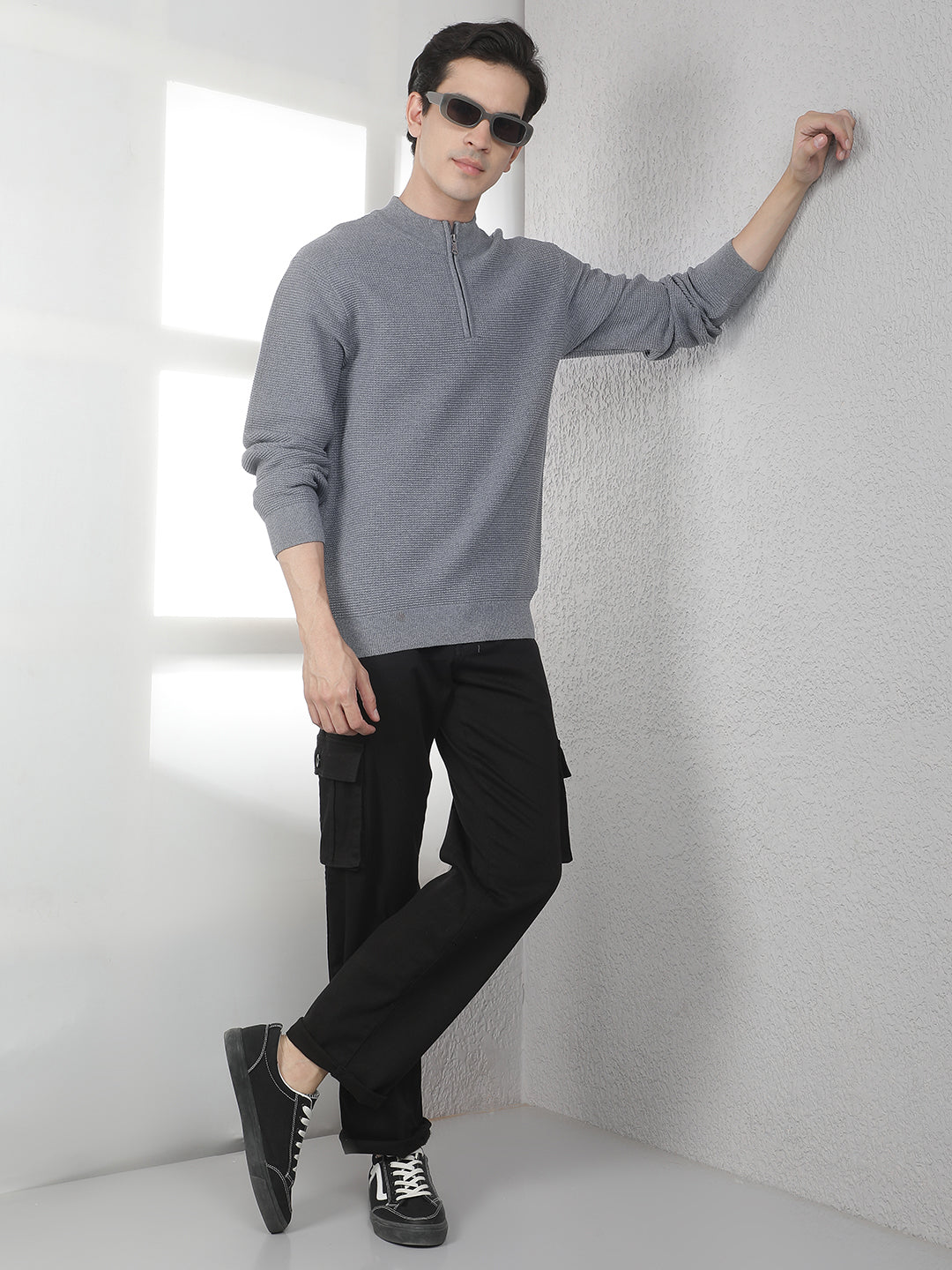 Grey Mock Neck Sweater