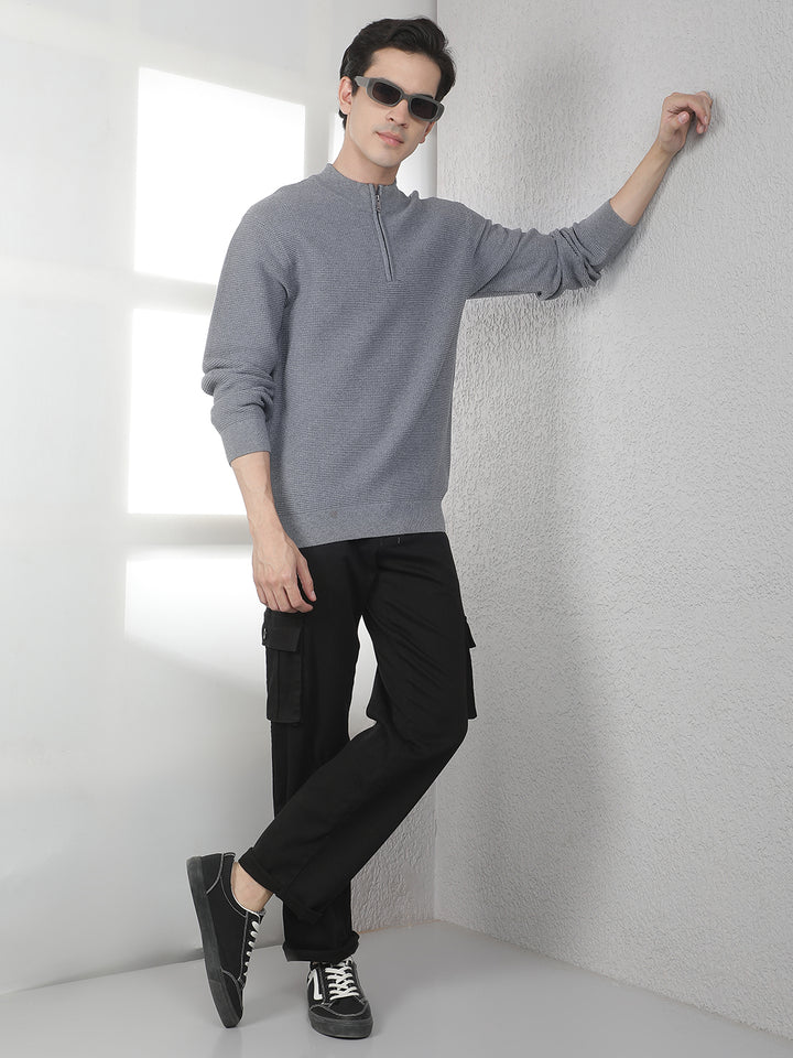 Grey Mock Neck Sweater