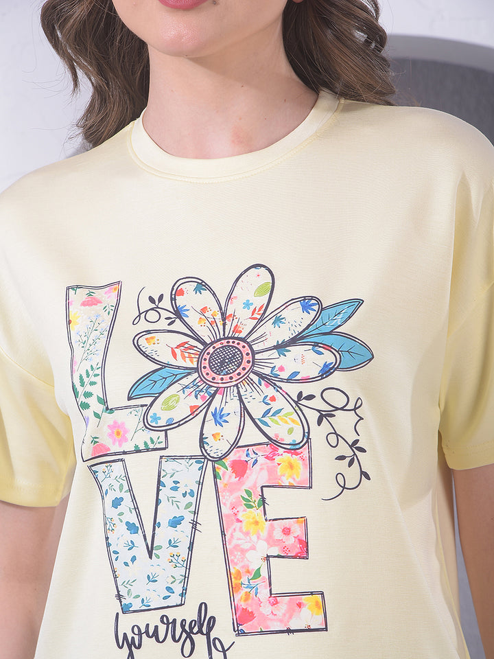 Yellow Typographic Print T-Shirt
