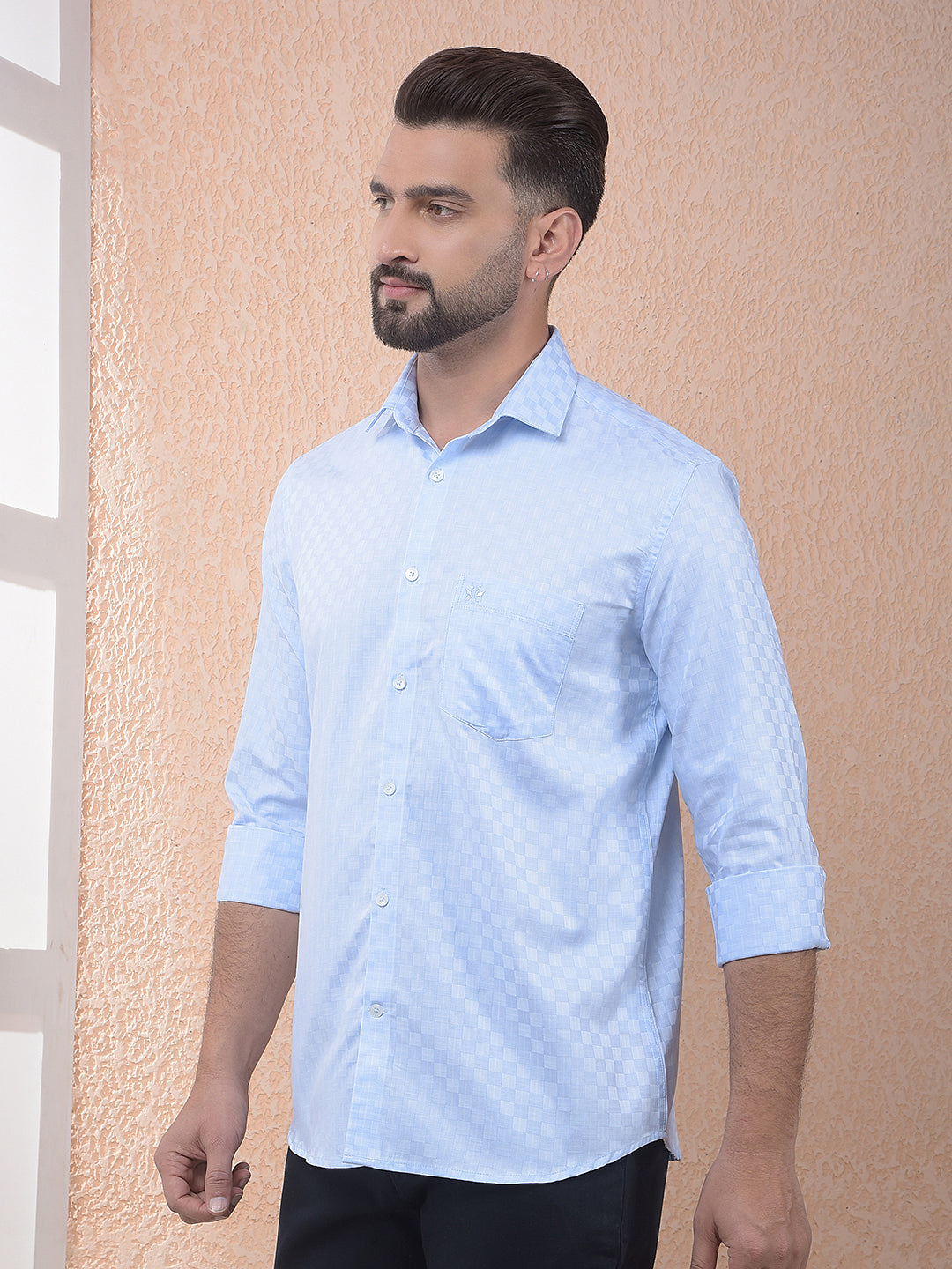 Blue Printed 100% Cotton Shirt