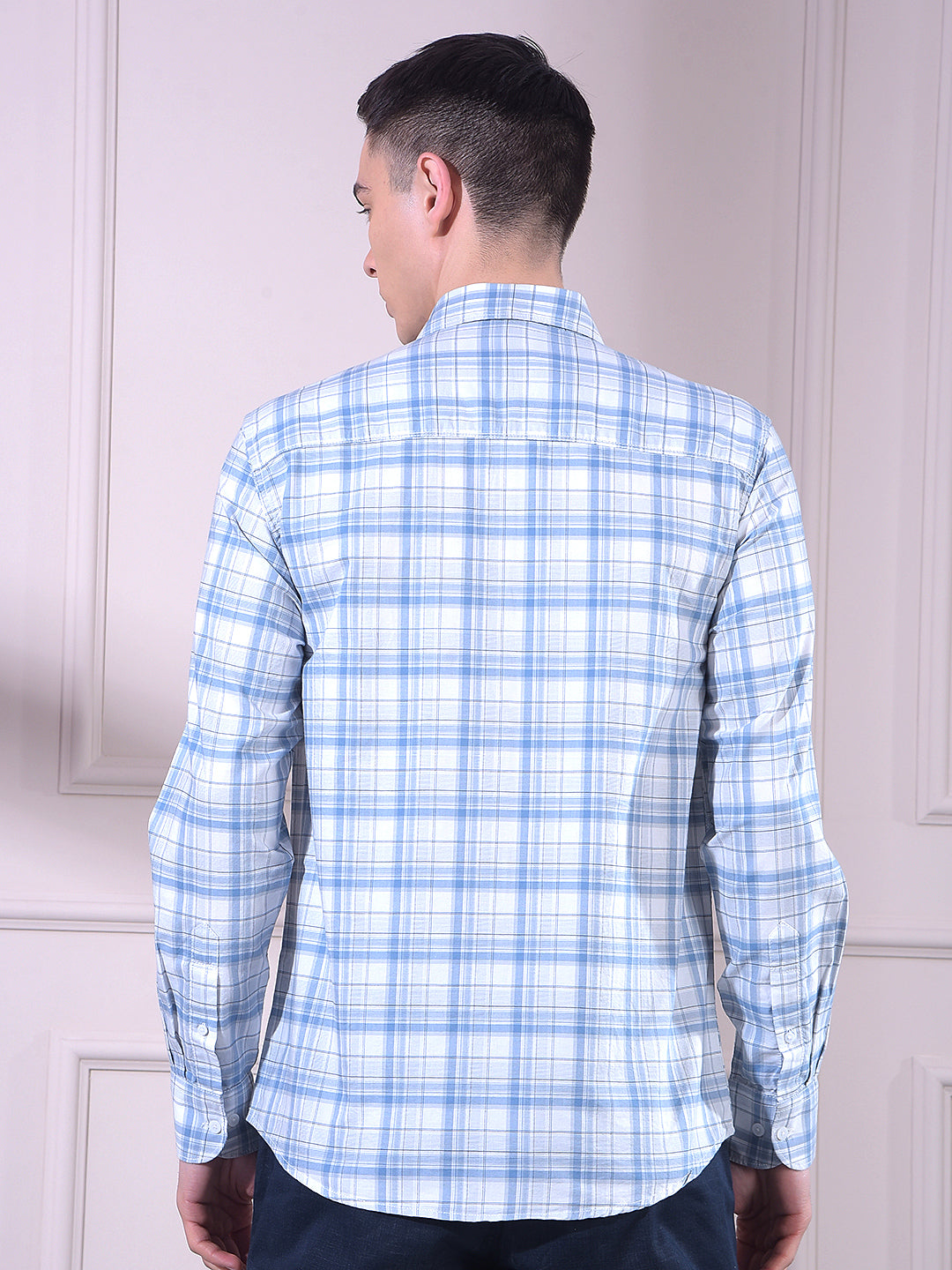 Blue Checked 100% Cotton Shirt