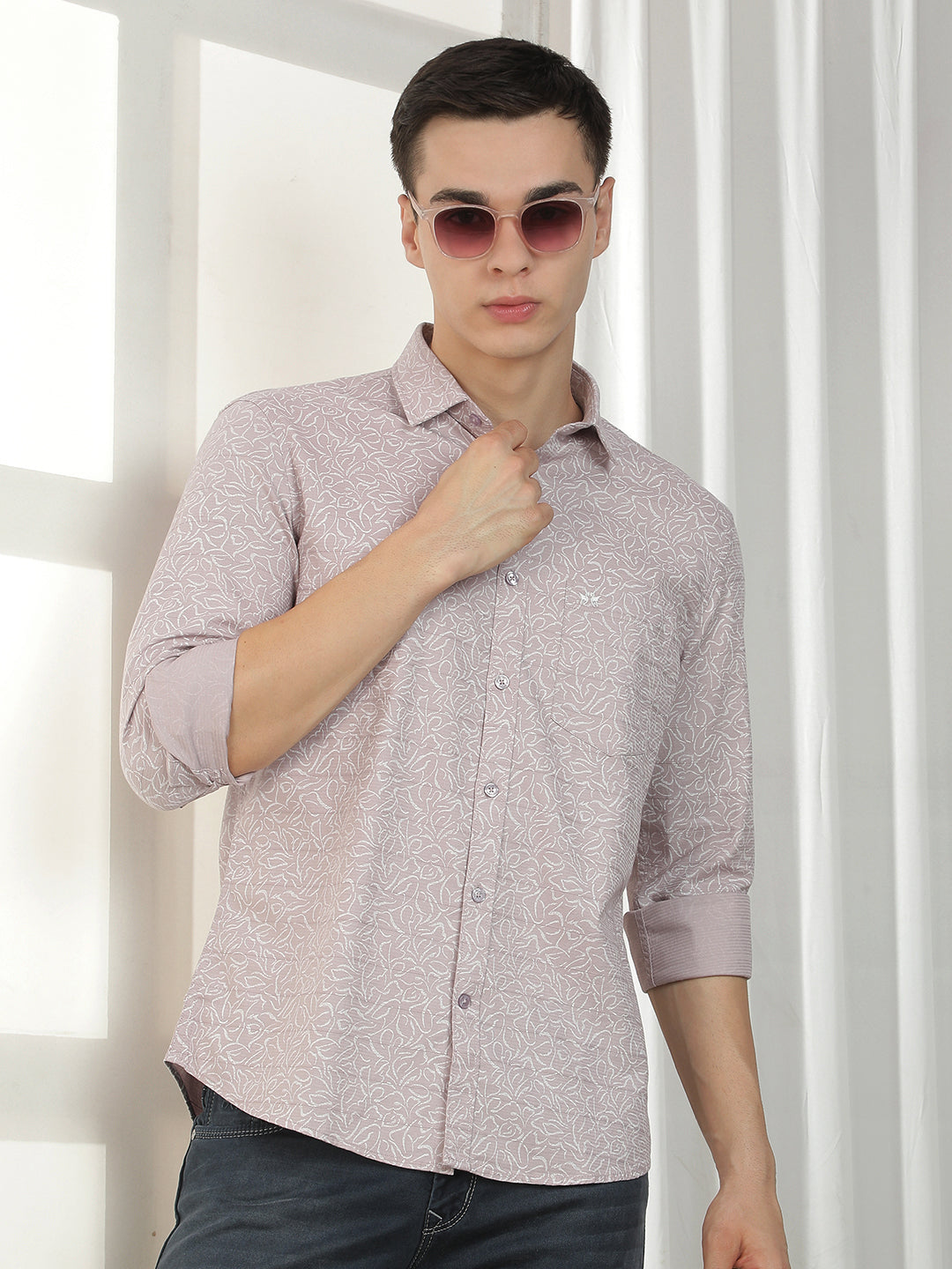 Purple Printed 100% cotton Shirt