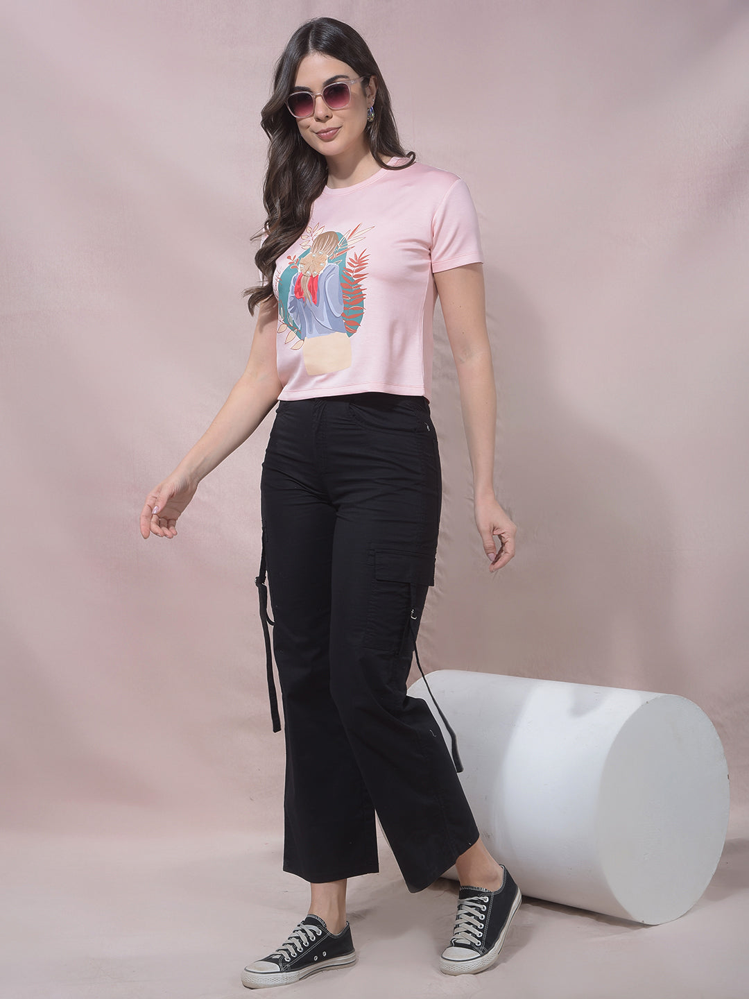 BlazeRose Pink Graphic Embellished T-Shirt