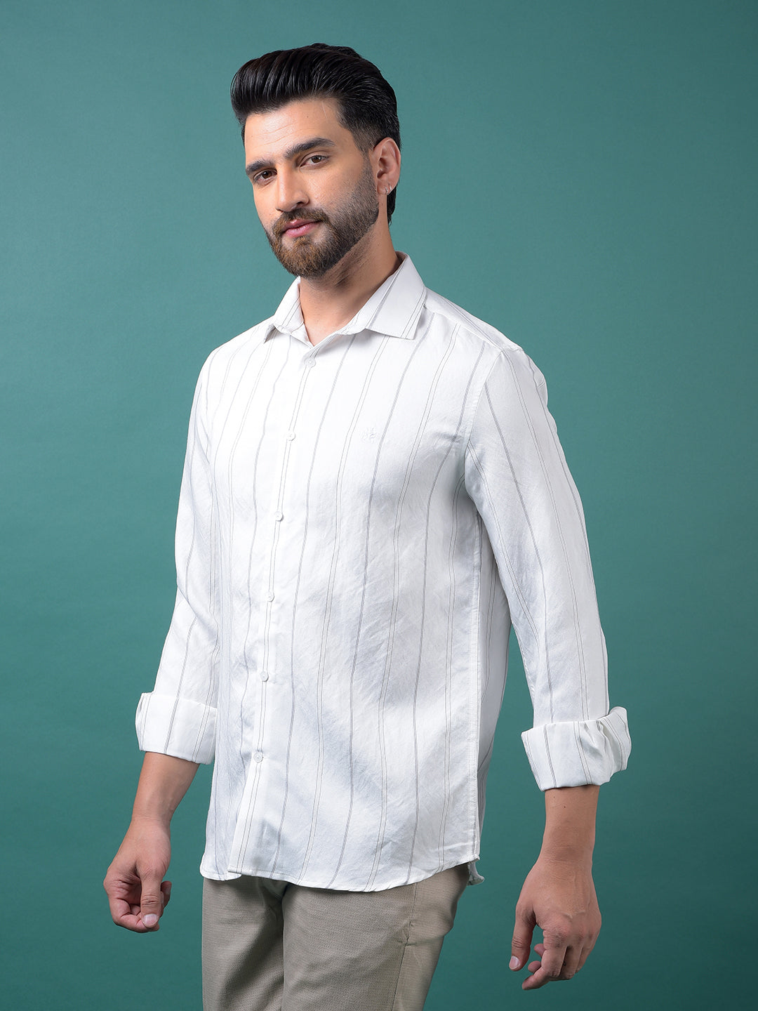 White Vertical Stripes Shirt