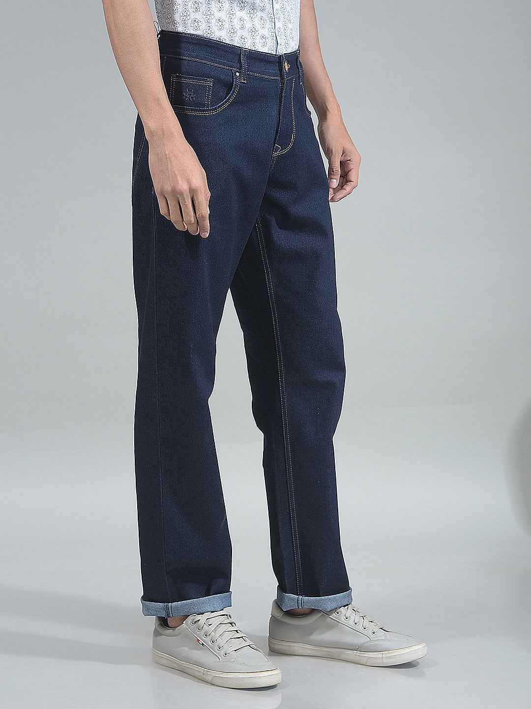 Navy Blue Straight Jeans