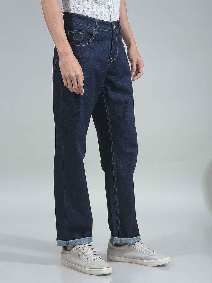 Navy Blue Straight Jeans