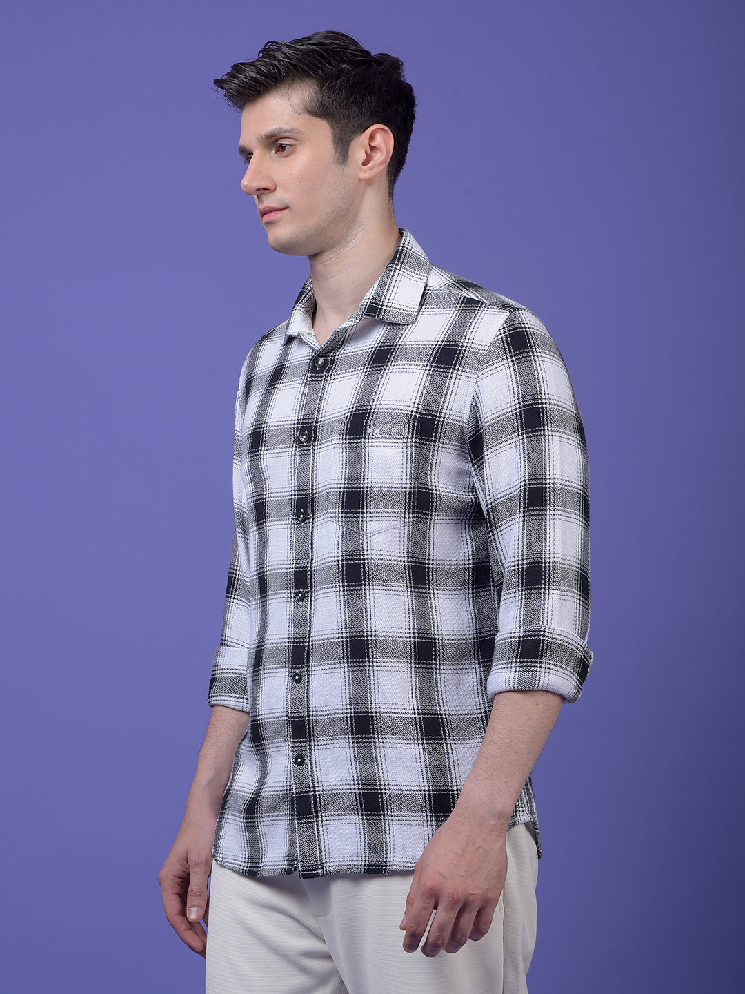 White Checked 100% Cotton Shirt