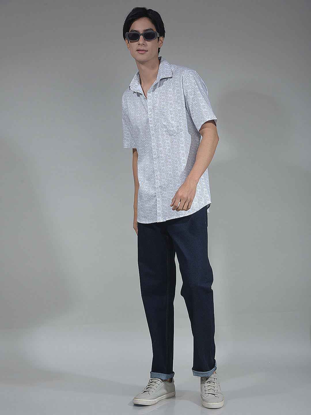 White Graphic Print Shirt