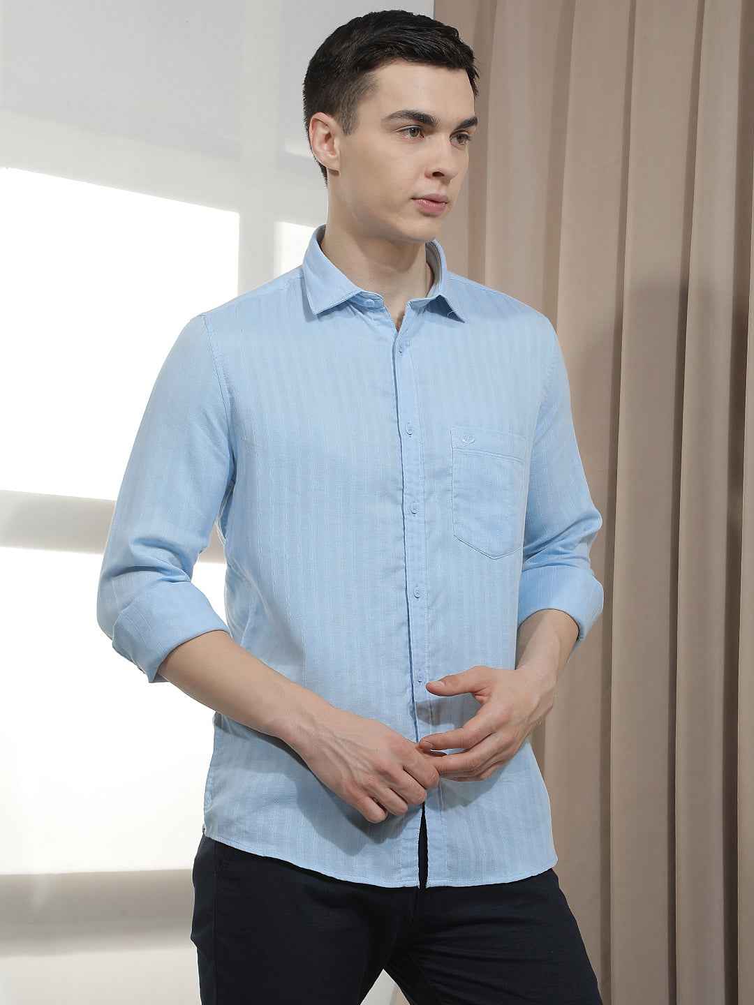Blue Vertical Stripes Shirt