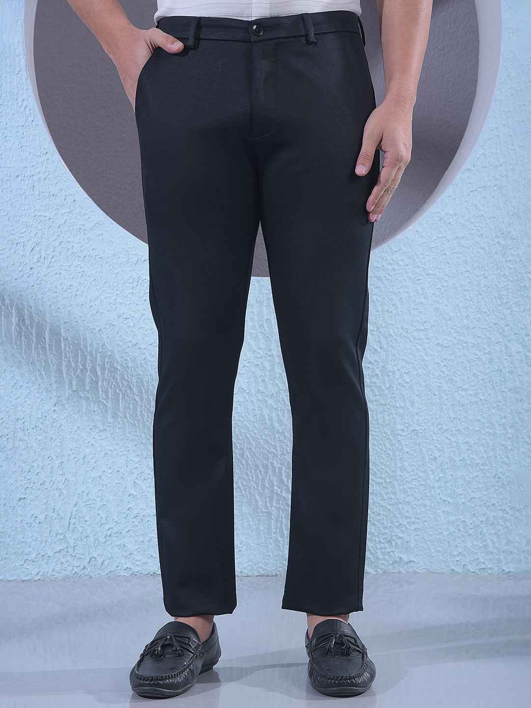 Black Printed Modal Knitted Trousers