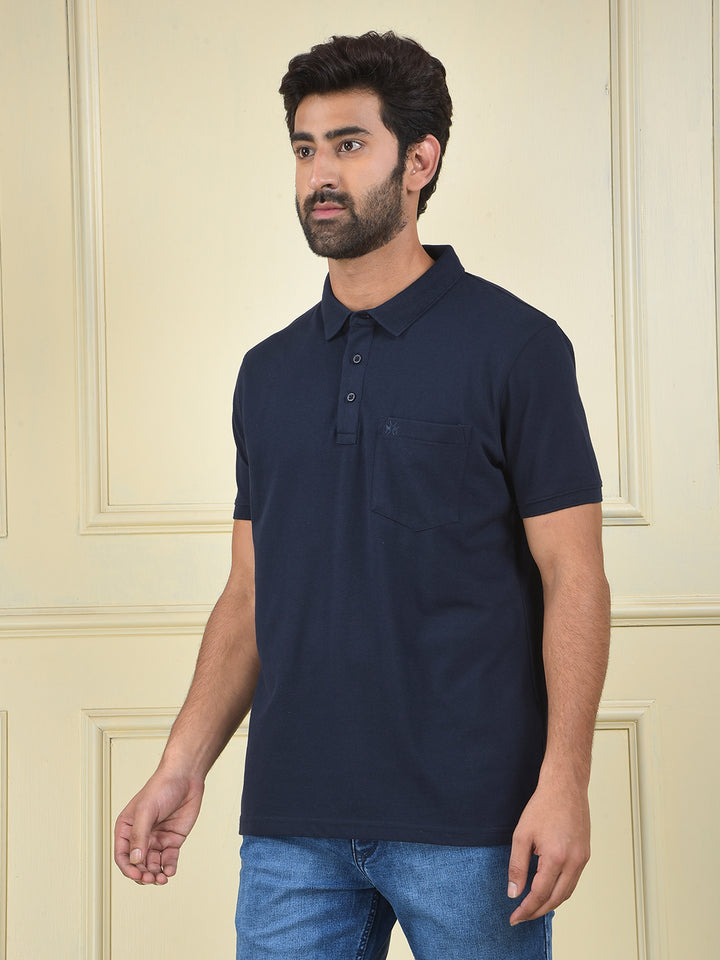 Navy Blue Polo Neck T-Shirt