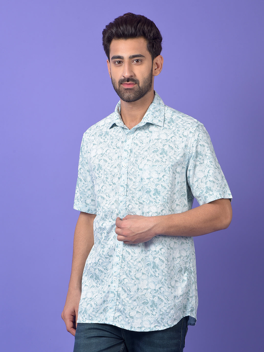 Green Floral Print Shirt