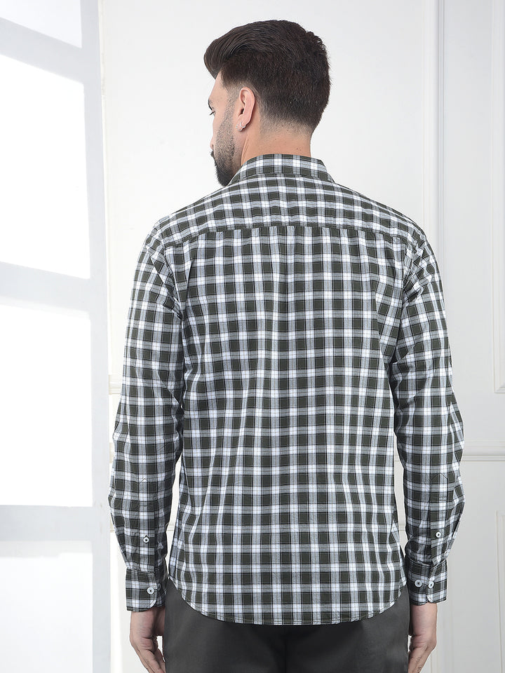Olive Checked 100% Cotton Shirt