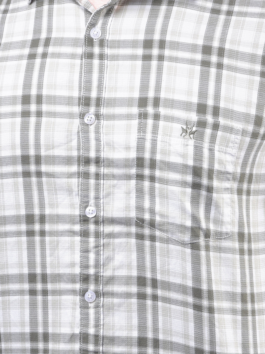 Olive Checked 100% Cotton Shirt