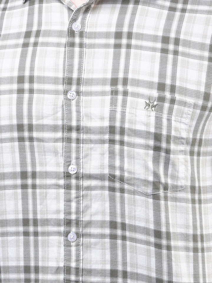 Olive Checked 100% Cotton Shirt