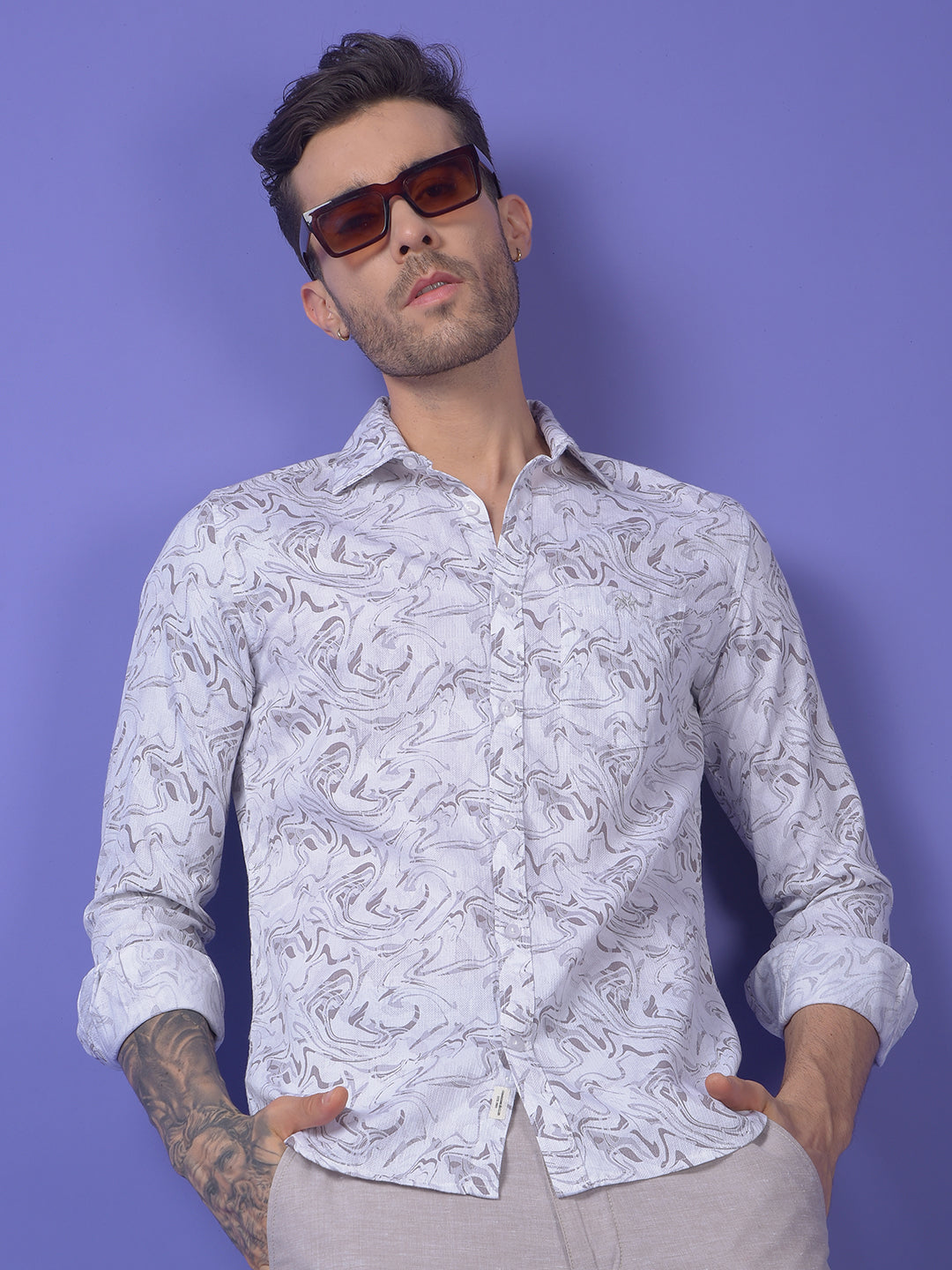 Grey Printed Shirt
