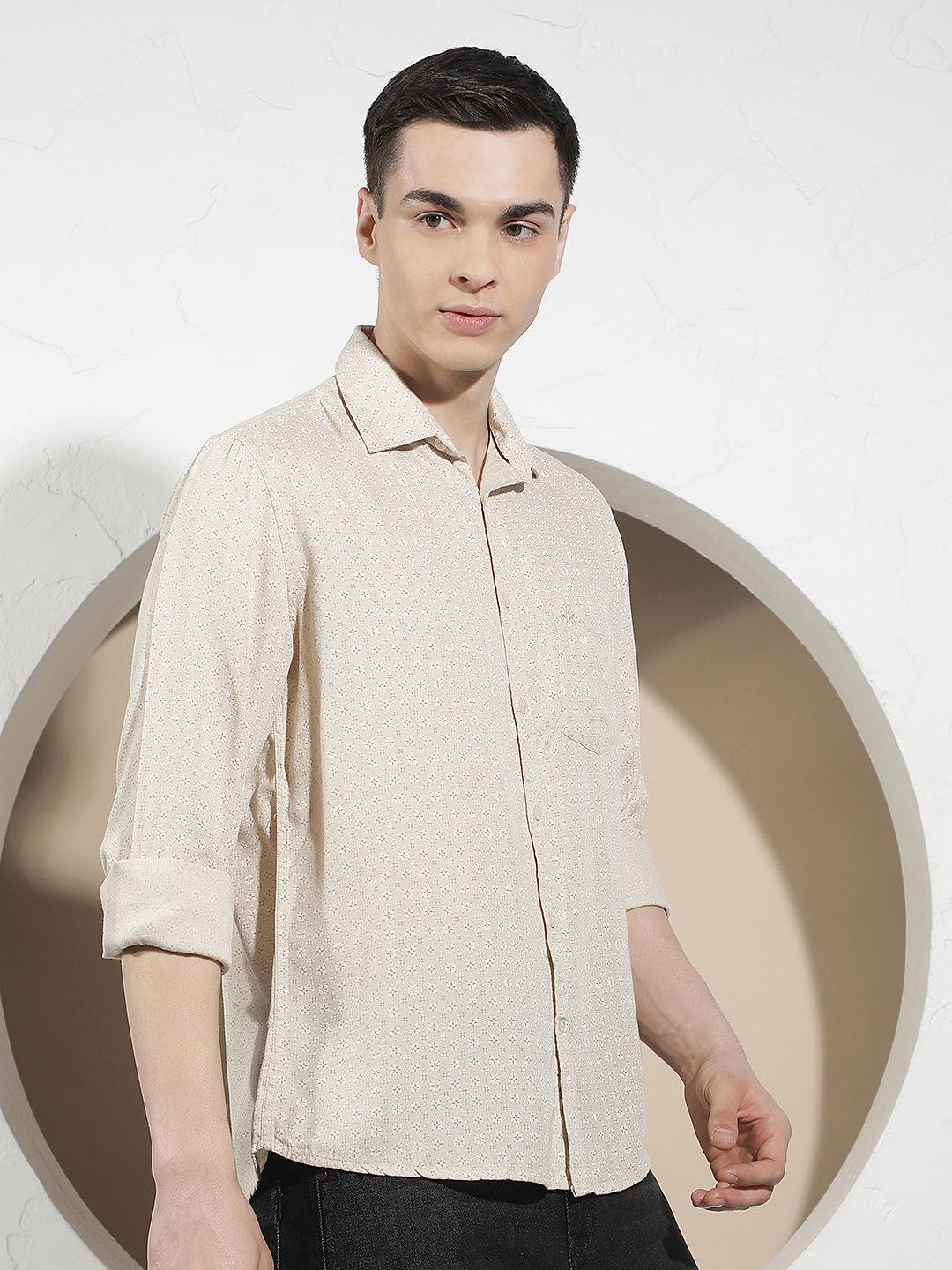 Beige Floral Print Shirt