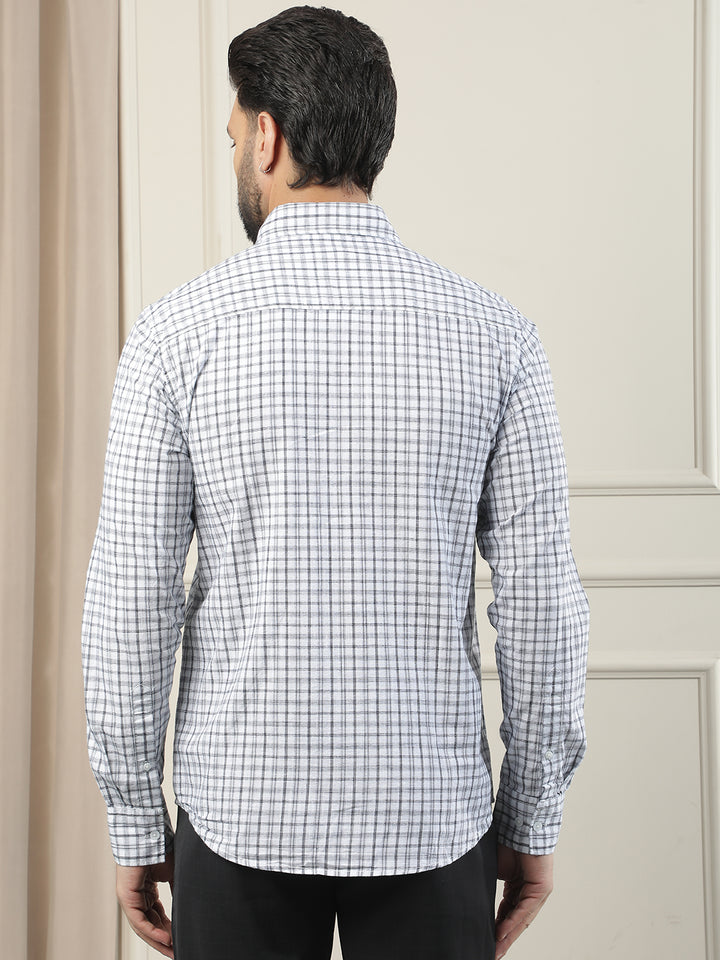 White 100% Cotton Checked Shirt