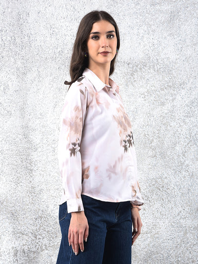 Peach Floral Print Shirt