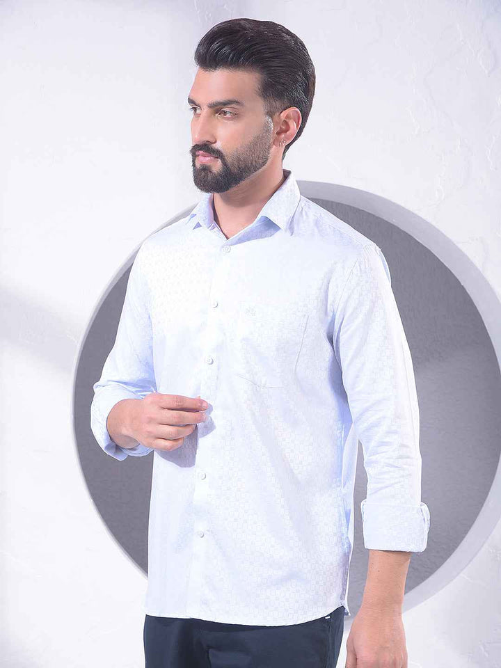 Blue Geometric Print 100% Cotton Shirt