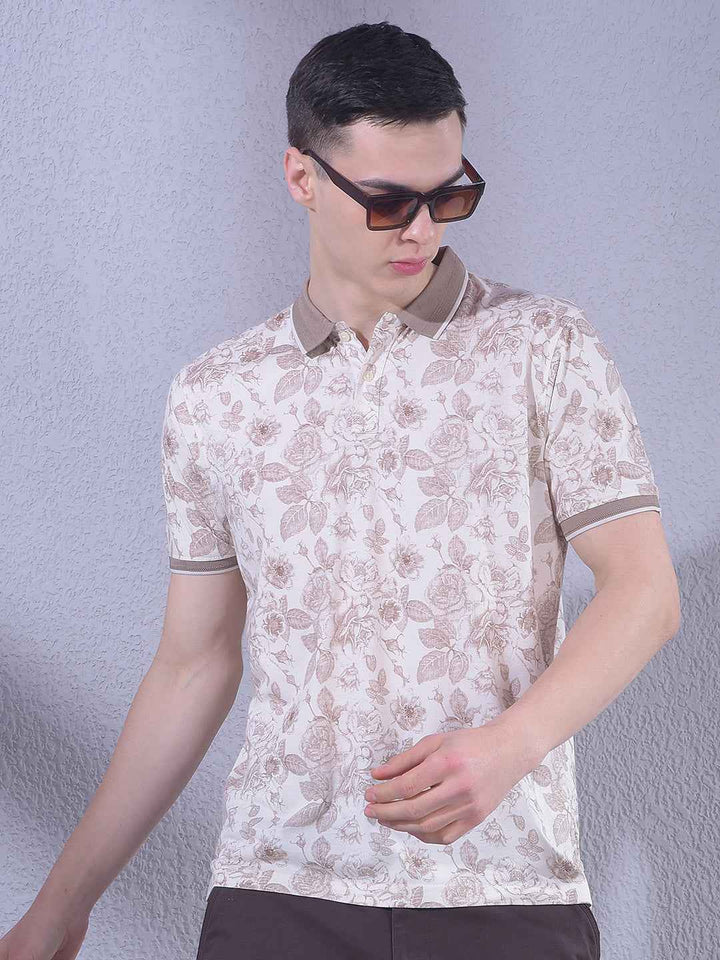 Brown Floral Print T-Shirt