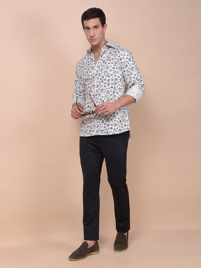 Grey Printed 100% Cotton Shirt