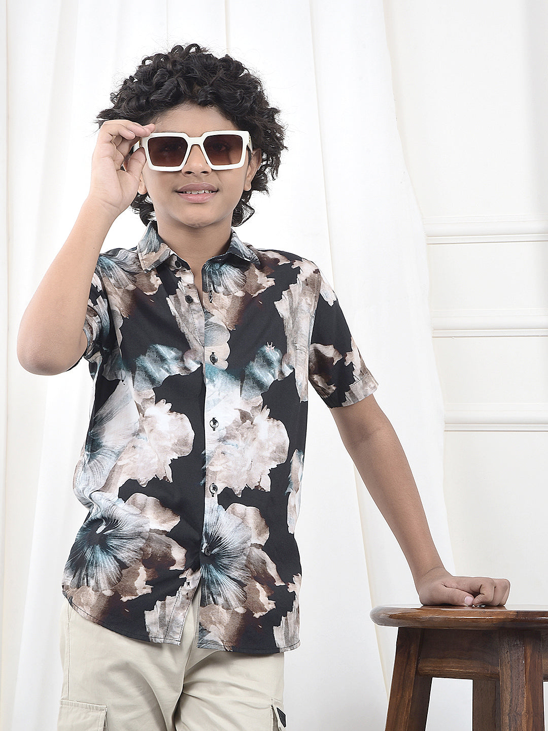 Brown Floral Print Shirt