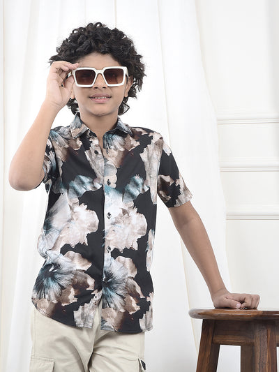 Brown Floral Print Shirt