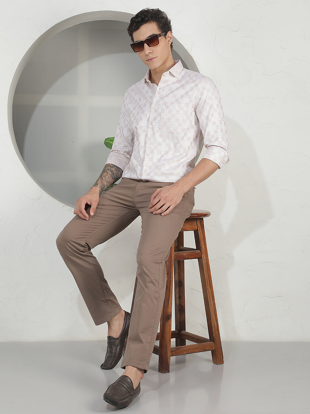 Modern Dune Khaki Straight Trousers