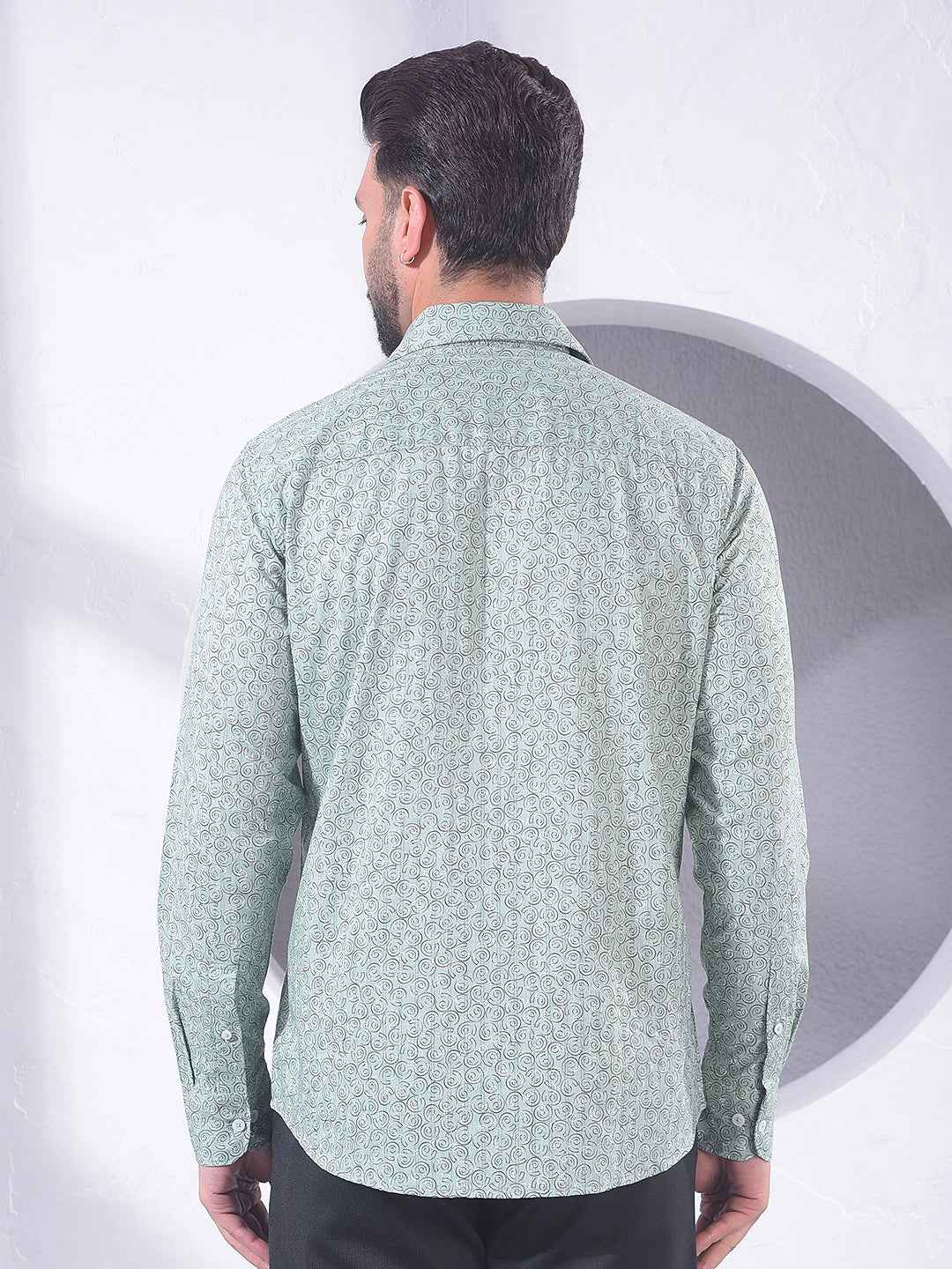 Green Geometric Print Shirt