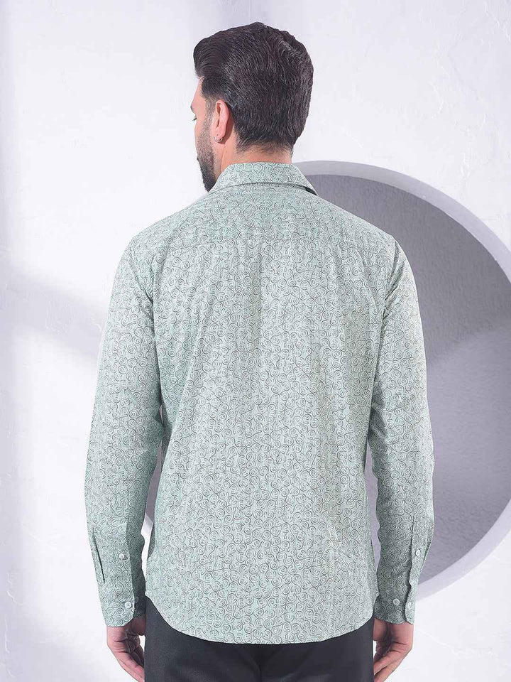 Green Geometric Print Shirt
